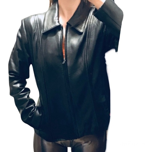 JONES WEAR SPORT lined leather bikercore baddie aesthetic jacket black M - Picture 3 of 11